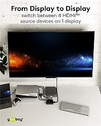 GOOBAY HDMI switch 58489 με τηλεχειριστήριο, 4 σε 1, 4K/60Hz, μαύρο 58489