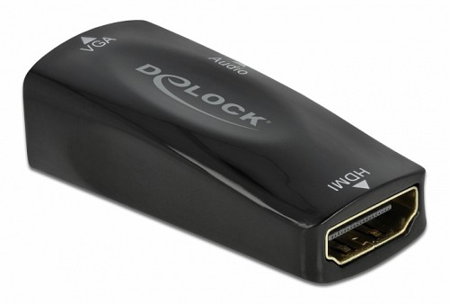 DELOCK αντάπτορας HDMI σε VGA 66560, με audio, 1080p/60Hz, μαύρος 66560