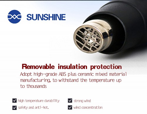 SUNSHINE πιστόλι θερμού αέρα RS-1800D, 2 ταχύτητες, LCD, 1800W, μαύρο RS-1800D