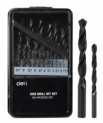 DELI σετ τρυπάνια DH-MHZ025-ED1 για σίδηρο HSS, 1-13mm, DIN 338, 25τμχ DH-MHZ025-ED1