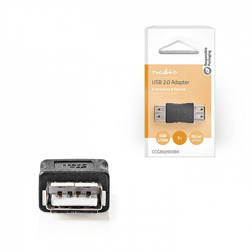 Αντάπτορας USB High-Speed A θηλ. - USB A θηλ., σε μαύρο χρώμα NEDIS CCGB60900BK