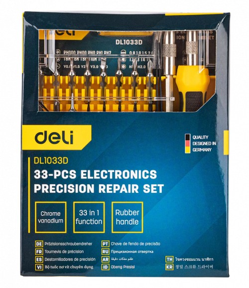 DELI σετ κατσαβίδια ακριβείας DL1033D, αντιολισθητική λαβή, Cr-V, 33τμχ DL1033D
