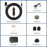 SYNCO μικρόφωνο Lav-S6E με clip-on, omnidirectional, 3.5mm, 6m, μαύρο SY-S6E-LAV