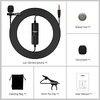 SYNCO μικρόφωνο Lav-S8 με clip-on, omnidirectional, 3.5mm, 8m, μαύρο SY-S8-BK