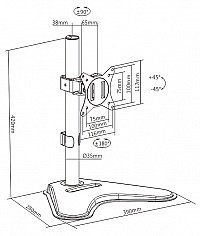 BRATECK βάση γραφείου LDT66-T01 για οθόνη 17-32, έως 9kg LDT66-T01
