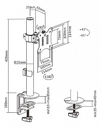BRATECK βάση γραφείου LDT57-C01 για οθόνη 17-32, έως 9kg LDT57-C01