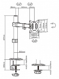 BRATECK βάση γραφείου LDT66-C011 για οθόνη 17-32, έως 9kg LDT66-C011