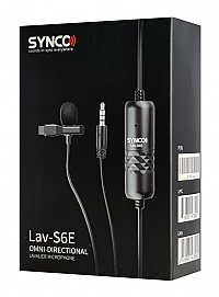 SYNCO μικρόφωνο Lav-S6E με clip-on, omnidirectional, 3.5mm, 6m, μαύρο SY-S6E-LAV