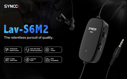 SYNCO μικρόφωνο Lav-S6M2, clip-on, omnidirectional, 3.5mm, 400mAh, μαύρο SY-S6M2