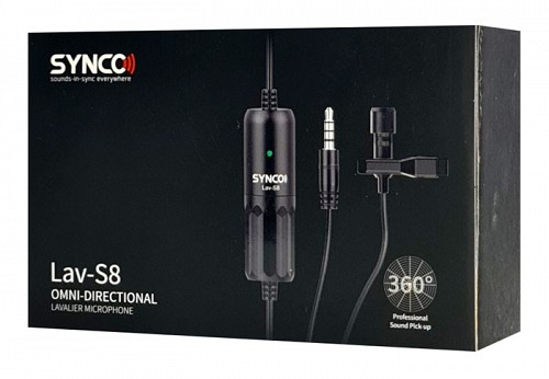 SYNCO μικρόφωνο Lav-S8 με clip-on, omnidirectional, 3.5mm, 8m, μαύρο SY-S8-BK