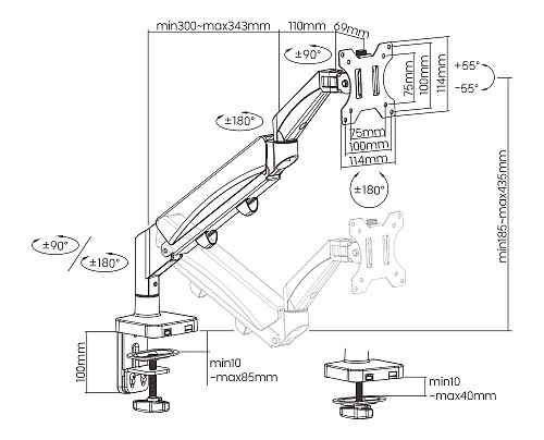 BRATECK βάση γραφείου LDT56-C012 για οθόνη 17-32, έως 9kg LDT56-C012