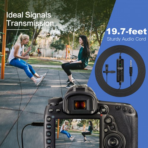 SYNCO μικρόφωνο Lav-S6E με clip-on, omnidirectional, 3.5mm, 6m, μαύρο SY-S6E-LAV