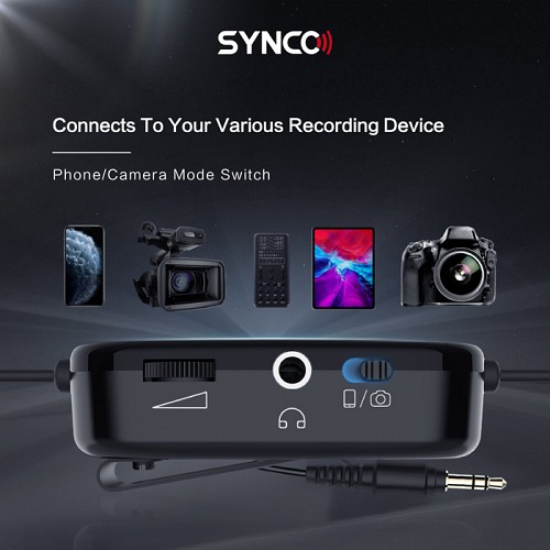 SYNCO μικρόφωνο Lav-S6M2, clip-on, omnidirectional, 3.5mm, 400mAh, μαύρο SY-S6M2