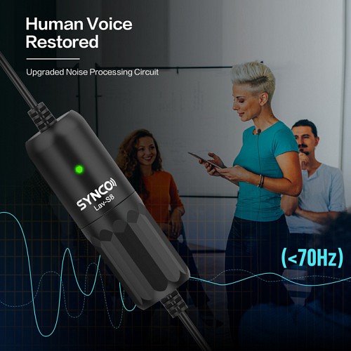 SYNCO μικρόφωνο Lav-S8 με clip-on, omnidirectional, 3.5mm, 8m, μαύρο SY-S8-BK