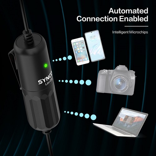 SYNCO μικρόφωνο Lav-S8 με clip-on, omnidirectional, 3.5mm, 8m, μαύρο SY-S8-BK