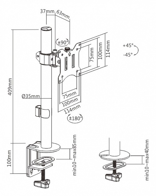 BRATECK βάση γραφείου LDT57-C01 για οθόνη 17-32, έως 9kg LDT57-C01