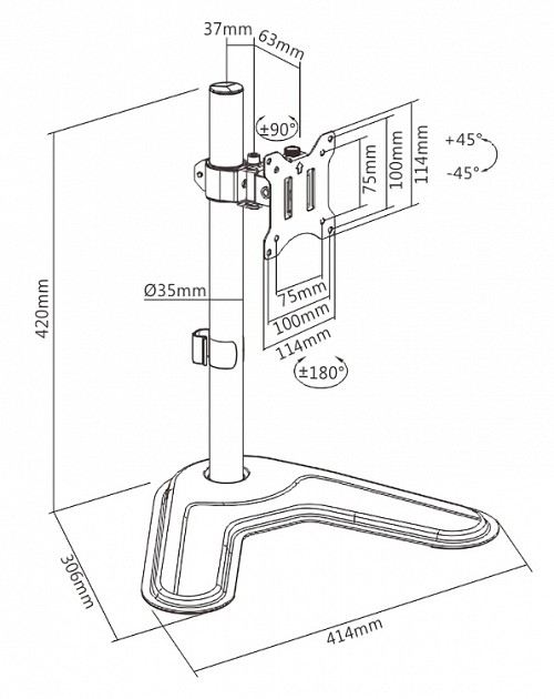 BRATECK βάση γραφείου LDT57-T01 για οθόνη 17-32, έως 9kg LDT57-T01