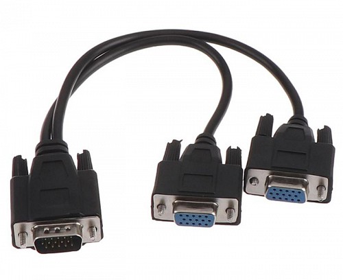 POWERTECH VGA splitter CAB-G039, 2 σε 1, HD, 0.20m, μαύρο CAB-G039