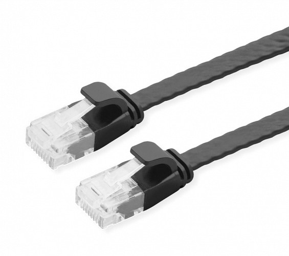 POWERTECH καλώδιο δικτύου CAB-N347, flat, Cat 6a U/UTP, copper 1m, μαύρο CAB-N347
