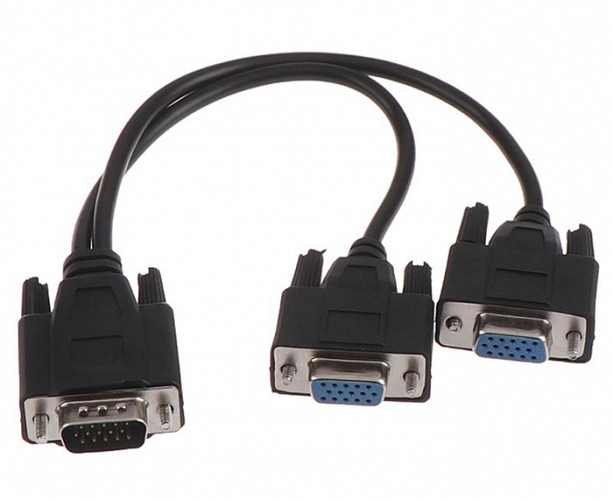 POWERTECH VGA splitter CAB-G039, 2 σε 1, HD, 0.20m, μαύρο CAB-G039