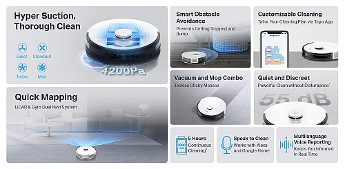 TP-LINK ρομποτική σκούπα Tapo RV30, LiDAR & Gyro, 4200Pa, Ver 1.2 TAPO-RV30