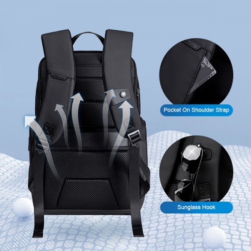 ARCTIC HUNTER τσάντα πλάτης B00562 με θήκη laptop 15.6, 20L, USB, μαύρη B00562-BK