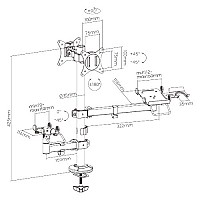 BRATECK βάση γραφείου PMM-02SD για 2x οθόνες 17-32/POS/printer PMM-02SD
