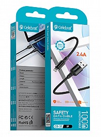 CELEBRAT καλώδιο Lightning σε USB CB-32, 12W, 1m, μαύρο CB-32A-L