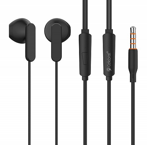 CELEBRAT earphones με μικρόφωνο G23, 3.5mm σύνδεση, Φ14mm, 1.2m, μαύρα G23-BK