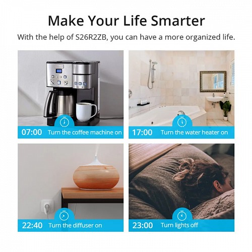 SONOFF smart αντάπτορας ρεύματος S26R2ZBTPF μονός, ZigBee, 4000W, λευκός S26R2ZBTPF