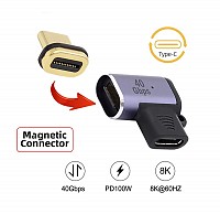 POWERTECH αντάπτορας USB-C PTH-107, μαγνητικός, 100W, 40Gbps, γκρι PTH-107