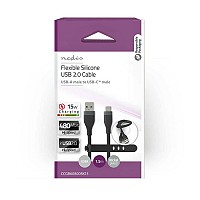 Καλώδιο σιλικόνης USB High-Speed A αρσ. - USB type-C αρσ., 1.50m σε μαύρο χρώμα NEDIS CCGB60800BK15
