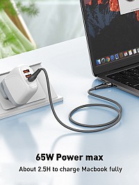 LDNIO καλώδιο USB-C σε USB-C LC861C, 65W PD, 1m, γκρι 6933138601310