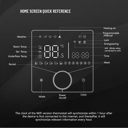 Smart θερμοστάτης αερίου BHT-009GCLW, WiFi, χωνευτός, μαύρος BHT-009GCLW