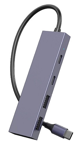POWERTECH USB hub PTH-110, 4x θυρών, 10Gbps, USB-C σύνδεση, γκρι PTH-110