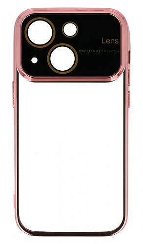 POWERTECH θήκη Electro Lens MOB-1945 για iPhone 15, διάφανη-ροζ χρυσό MOB-1945