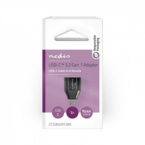 Αντάπτορας USB 3.2 Gen 1x1 A θηλ. - USB-C αρσ., σε μαύρο χρώμα NEDIS CCGB60915BK