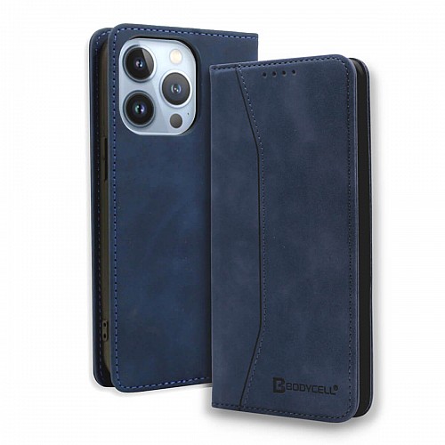 Bodycell Book Case Pu Leather iPhone 15 Pro Max Blue