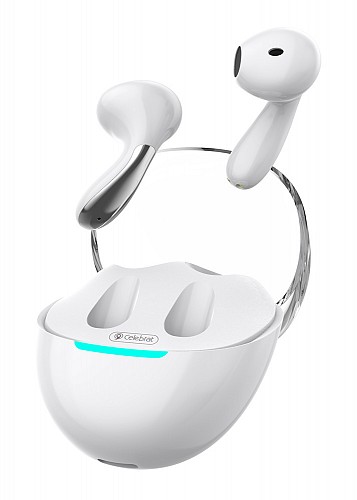 CELEBRAT earphones με θήκη φόρτισης W51, True Wireless, Φ13mm, λευκά W51-WH