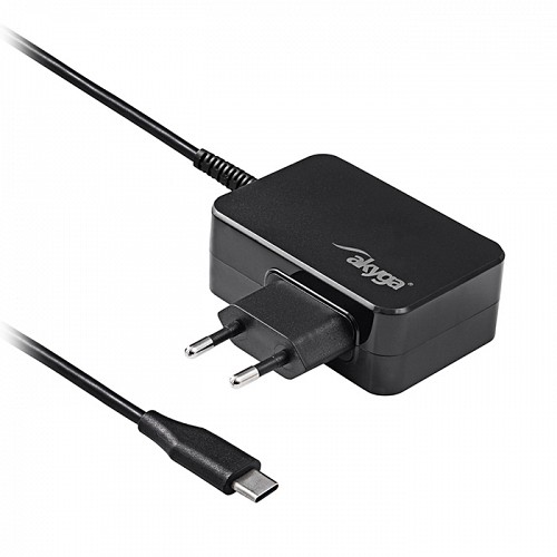 Universal φορτιστής / τροφοδοτικό GaN για smartphone / laptop 45W, με αυτόματη επιλογή τάσης εξόδου και ενσωματωμένο καλώδιο AKYGA AK-ND-80
