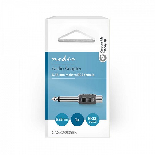 Αντάπτορας 6,35mm mono αρσ. - RCA θηλ., σε μαύρο χρώμα NEDIS CAGB23935BK