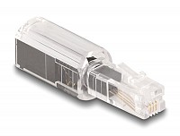 DELOCK βύσμα τηλεφώνου RJ10 88168, 360° περιστρεφόμενο, διάφανο-μαύρο 88168