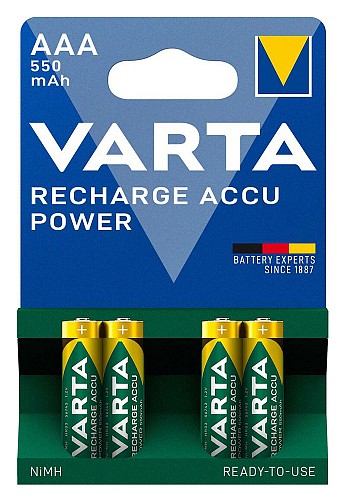 VARTA επαναφορτιζόμενες μπαταρίες λιθίου, AAA, 550mAh, 1.2V, 4τμχ 4008496884292