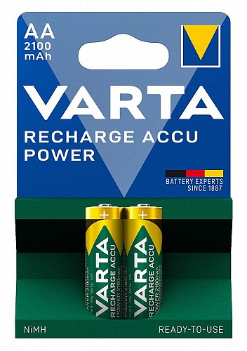 VARTA επαναφορτιζόμενες μπαταρίες λιθίου, AA, 2100mAh, 1.2V, 2τμχ 4008496550654