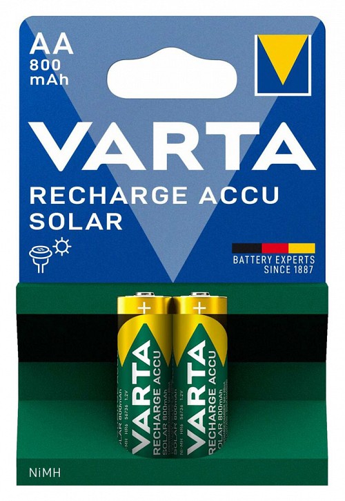 VARTA επαναφορτιζόμενες μπαταρίες λιθίου Solar, AA, 800mAh, 1.2V, 2τμχ 4008496658688