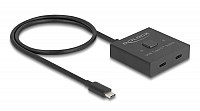 DELOCK USB-C switch 18911, 2 σε 1 bidirectional, 10Gbps, 8K, 100W, μαύρο 18911