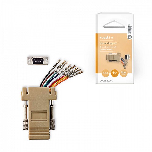 Αντάπτορας D-Sub 9 pin θηλ. - RJ45 (8P8C) θηλ., σε ivory χρώμα NEDIS CCGB52820IV