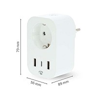 Wi-Fi Smart πρίζα με 3 θύρες φόρτισης USB και μετρητή κατανάλωσης ενέργειας, 3680W NEDIS WIFIP151FWT