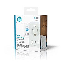 Wi-Fi Smart πρίζα με 3 θύρες φόρτισης USB και μετρητή κατανάλωσης ενέργειας, 3680W NEDIS WIFIP151FWT