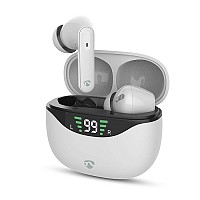 Bluetooth ακουστικά handsfree με θήκη φόρτισης και λειτουργία noise cancelling (ANC), σε λευκό χρώμα NEDIS HPBT2450WT
